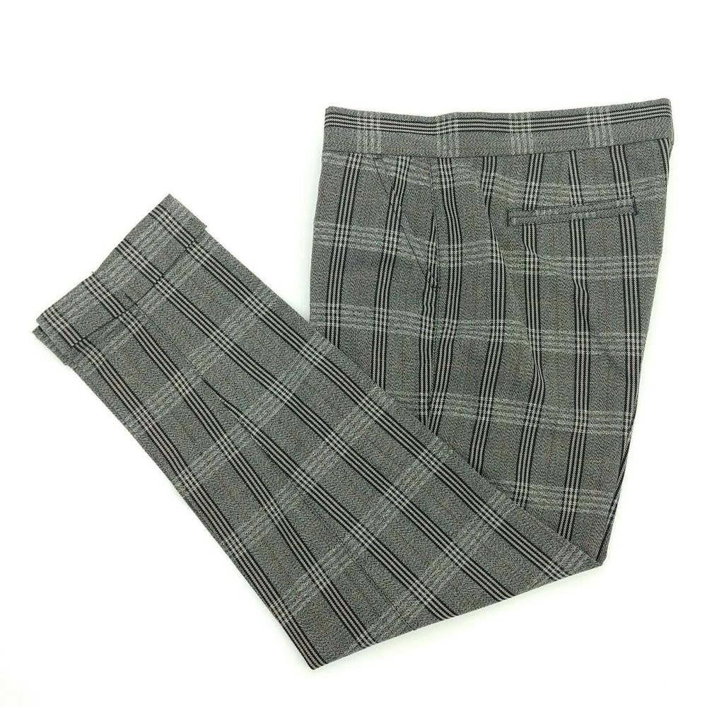 Garnet Hill Plaid Pants Crop Trouser 6 Black White